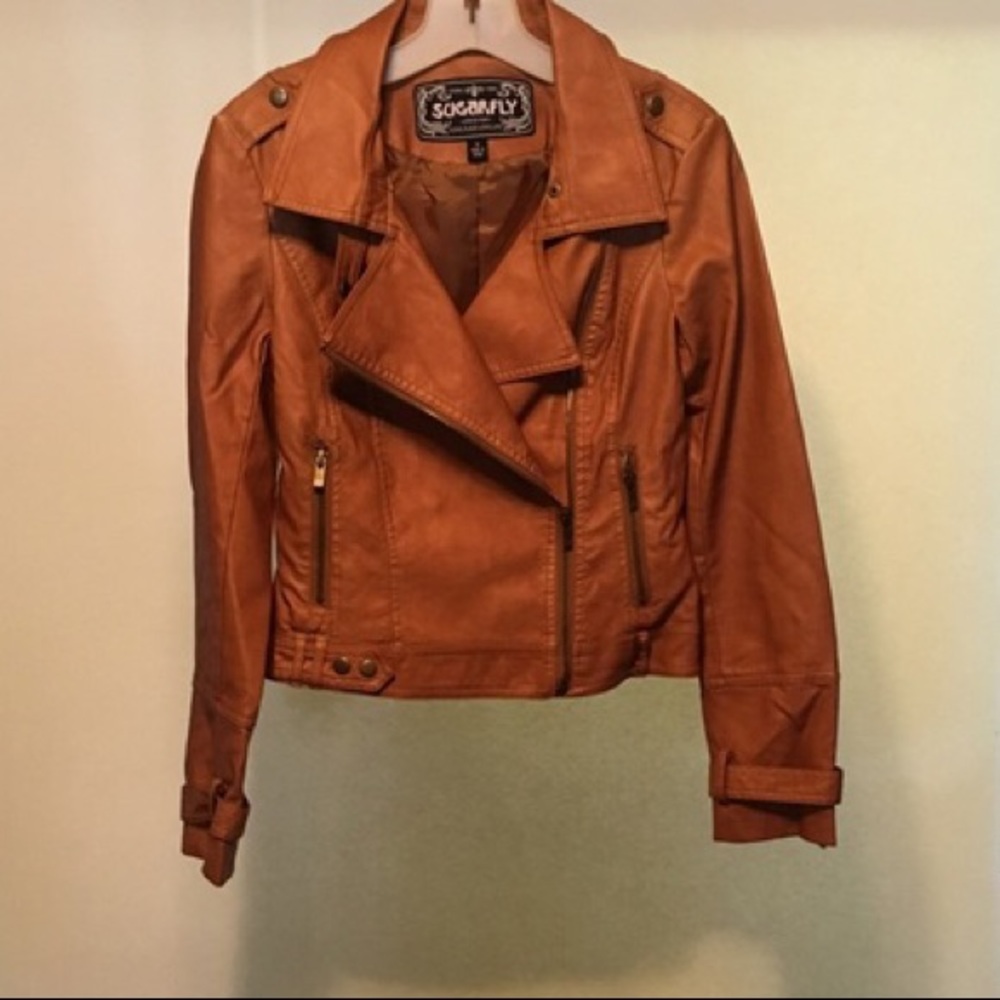 Tan leather jacket